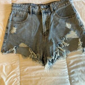 Distressed High Waisted Denim Women Shorts